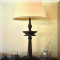 DL04. Pair of beehive brass table lamps. 35”h 